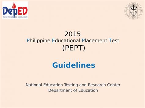Philippine Education Placement Test(PEPT) Results and .